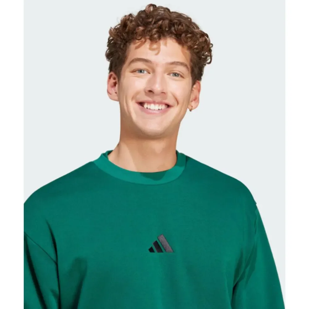 NWT Adidas Essentials Feel Cozy Sweatshirt Large Green Fleece Crewneck Pullover